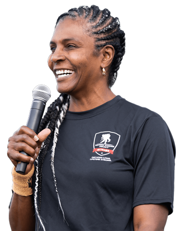 Wounded Warrior Tonya Oxendine Holding Microphone
